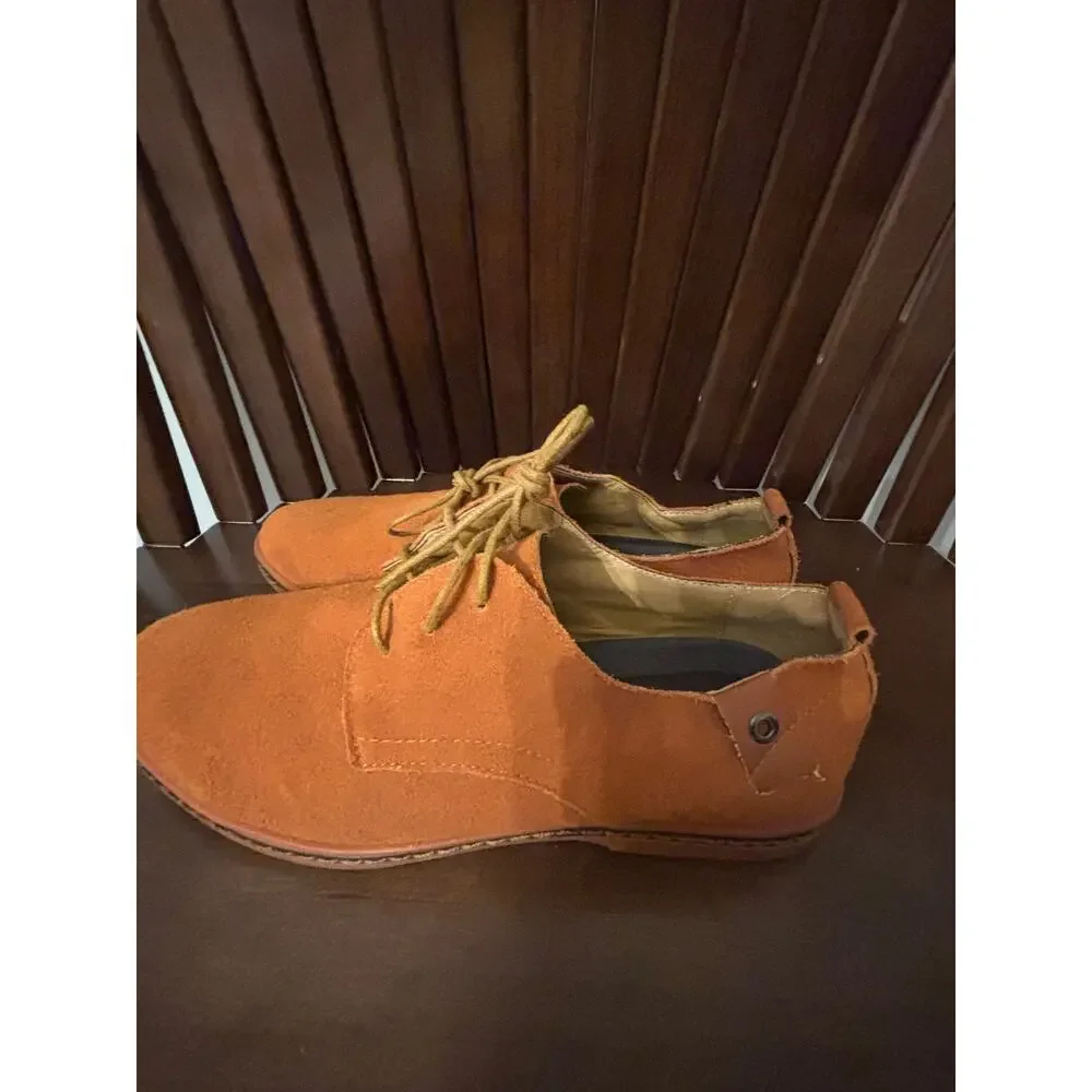 Stylish Mio Marino Men's Cognac Suede Oxford Derby Shoes US 9